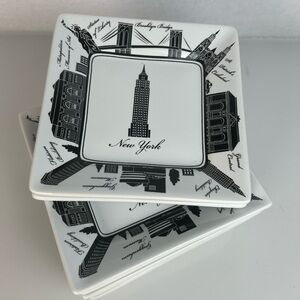 Set of 7 Appetizer Plates 5-3/8” 222 fifth City Paris~Eiffel Tower Black-White